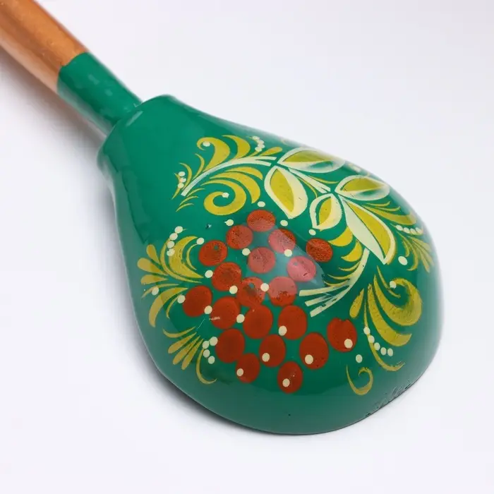 Ложка деревянная &laquo;Зеленушка&raquo;, столовая, 20&times;6.3 см, хохлома, ручная роспись, МИКС
