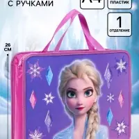 Папка с ручками А4, на молнии, пластик, 33&times;26&times;7 см &laquo;Холодное сердце&raquo;