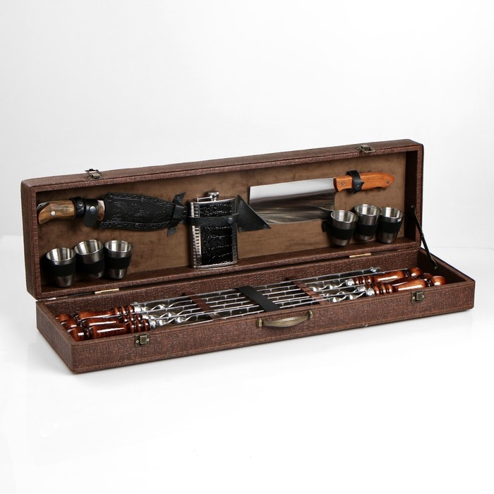 Набор с шампурами подарочный  Набор с шампурами подарочный "Элит-X" в коробке из эко-кожи №7