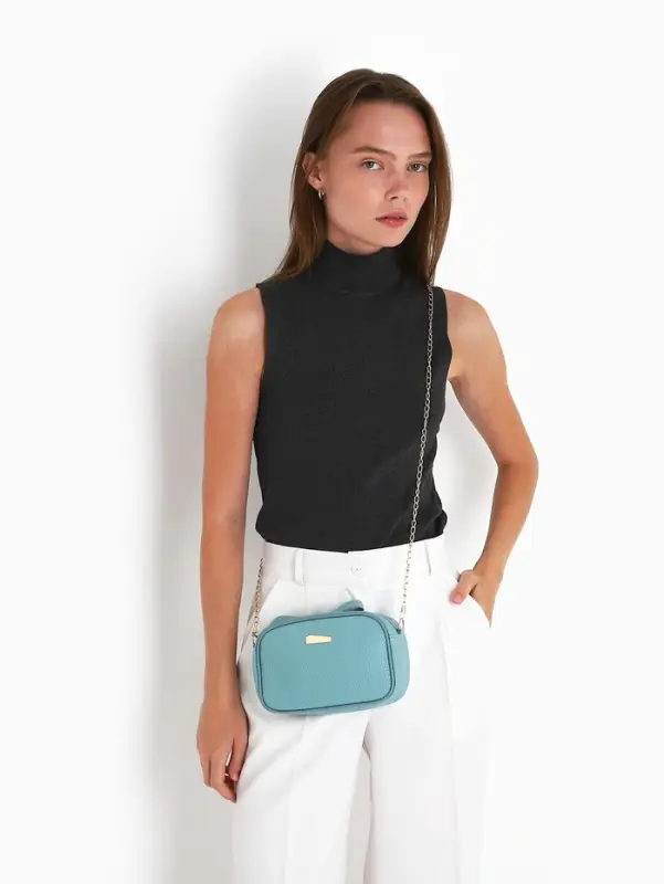 Сумка женская кросс-боди на молнии, 19&times;7&times;13 см, голубая