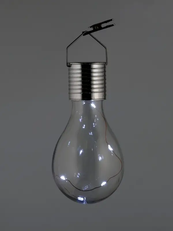 Садовый светильник &laquo;Лампочка&raquo;, уличный, на солнечной батарее, 8&times;14&times;8 см, 5 LED, свечение белое
