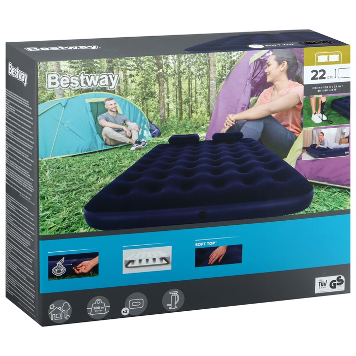 Матрас надувной Pavillo, 203 х 152 х 22 см, ручной насос, 2 подушки, 67374 Bestway Матрас надувной Pavillo, 203 х 152 х 22 см, ручной насос, 2 подушки, 67374 Bestway