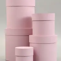Набор круглых подарочных коробок 5 в 1 &laquo;Пыльная роза&raquo;, 20&times;20&times;20 - 11&times;11&times;11 см см