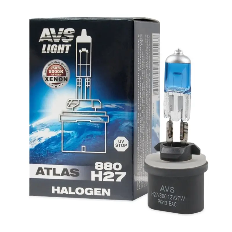 Галогенная лампа AVS ATLAS BOX/5000К/ H27/880.12V.27W.коробка 1шт.