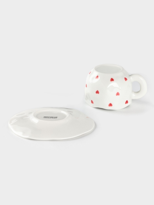 Чайная пара Доляна «Любовь», чашка 220 мл, блюдце d=16 см, ручная роспись, керамика, белая Чайная пара Доляна «Любовь», чашка 220 мл, блюдце d=16 см, ручная роспись, керамика, белая