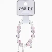 Браслет с подвесками "Сахарный" лошадка, шар №10/8, цвет фиолетово-розовый в серебре