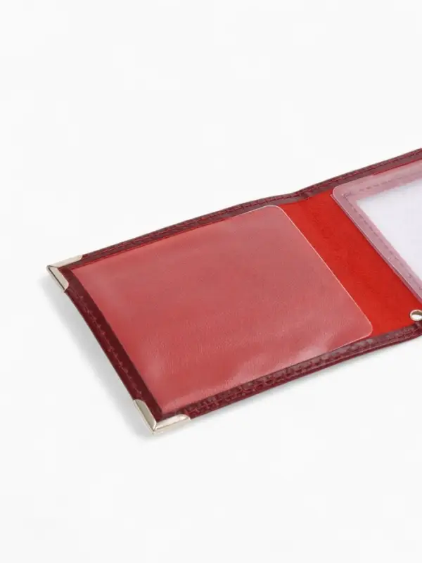 Обложка для удостоверения с окошком, бордовая