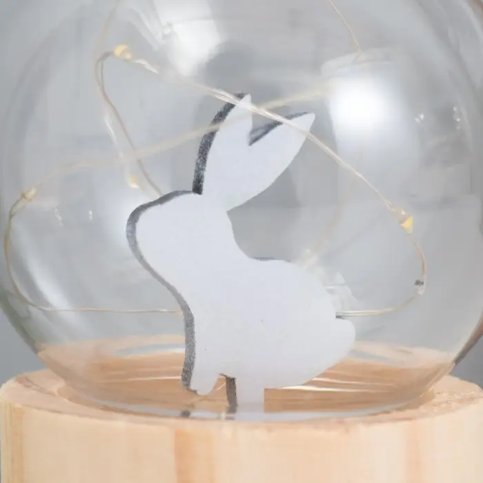 Фигурка светящаяся RISALUX &laquo;Заяц&raquo;, LED-ночник, 3хAG10, шар-8 см, 6.5&times;6.5&times;11.5 см