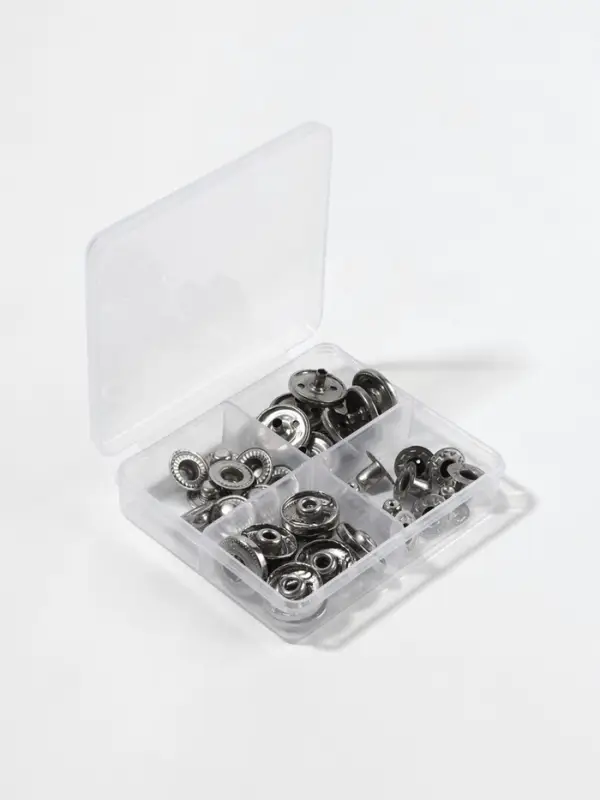 Кнопки установочные TEIRA, Альфа (S-образные), d=15 мм, 10 шт., в пластиковом боксе, цвет серебряный