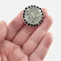 Пуговица декоративная, d=30 мм, цвет серебряный, чёрный