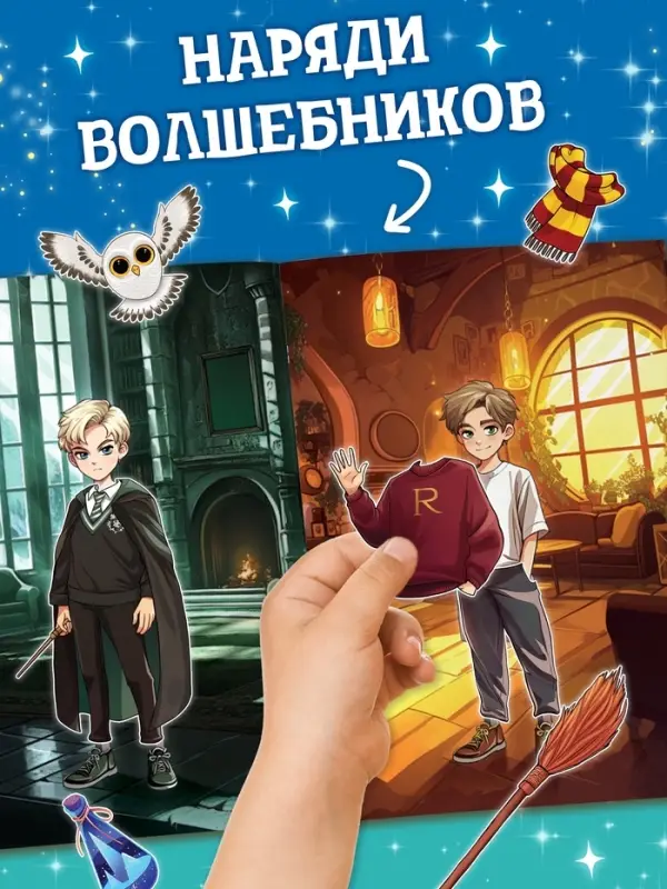Книга с многоразовыми наклейками &laquo;Наряди волшебника&raquo;, 20 стр.