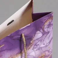 Пакет подарочный "Мрамор", фиолетовый с бантиком, 32 х 25 х 11 см