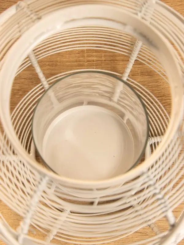 Подсвечник фонарь со стеклянной колбой, 19×19×18 см, d=9 см, металл, белый