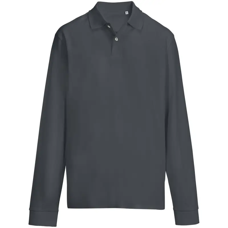 Рубашка поло унисекс с длинным рукавом Pacific LSL, темно-серая (графит), размер XS