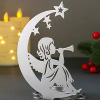 Подсвечник новогодний "Рождественский месяц" серебряный 7,1х10,8х14,7 см