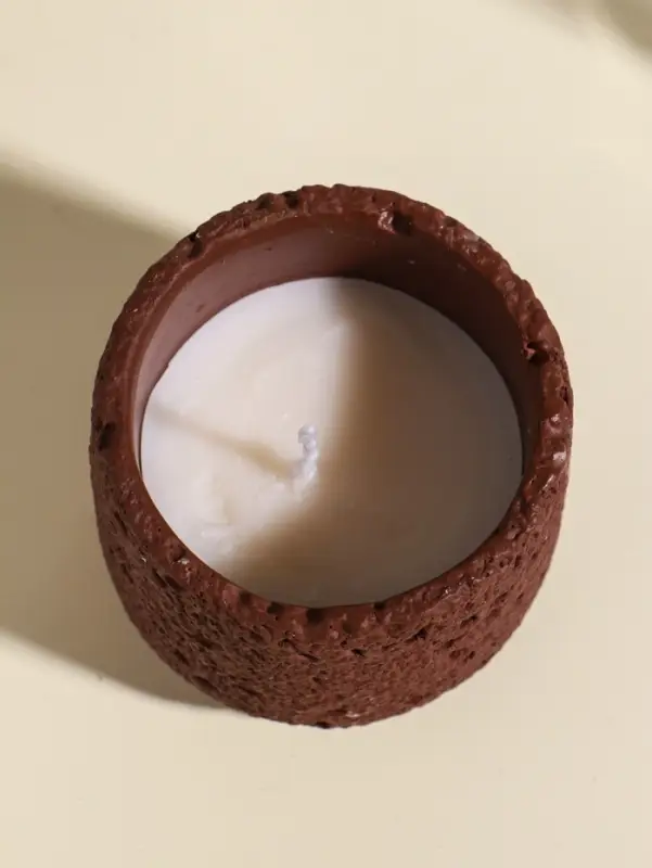 Свеча в подсвечнике вулканическом &laquo;Лава&raquo;, терракот, 8.5&times;8.5&times;7.5 см