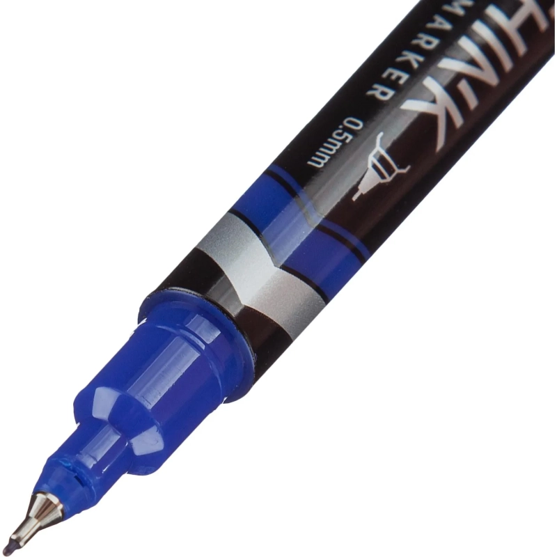 Маркер перманентный двусторонний Deli Think 0,5/1 мм синий EU211-BL