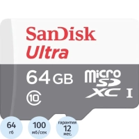 Карта памяти SanDisk Ultra microSDXC UHS-I Cl10, SDSQUNR-064G-GN3MN