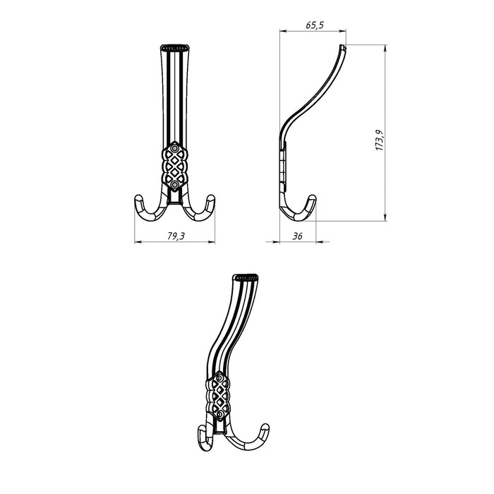 Крючок-вешалка №31, полимер белый, 30 шт