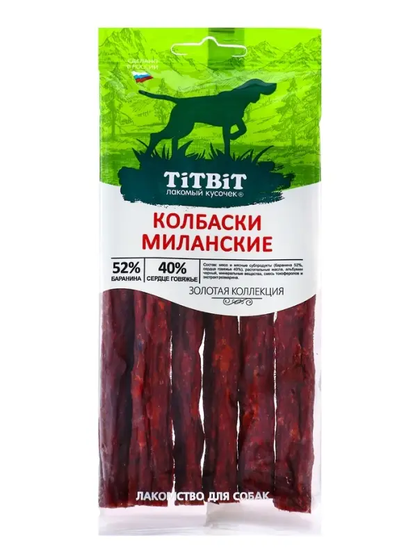 Колбаски миланские TitBit &laquo;Золотая коллекция&raquo; для собак, 75 г