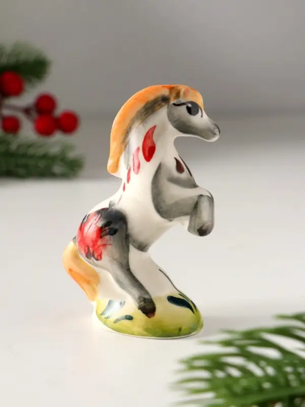 Сувенир Конь на дыбах, 8х5 см, гжель, цвет Сувенир Конь на дыбах, 8х5 см, гжель, цвет