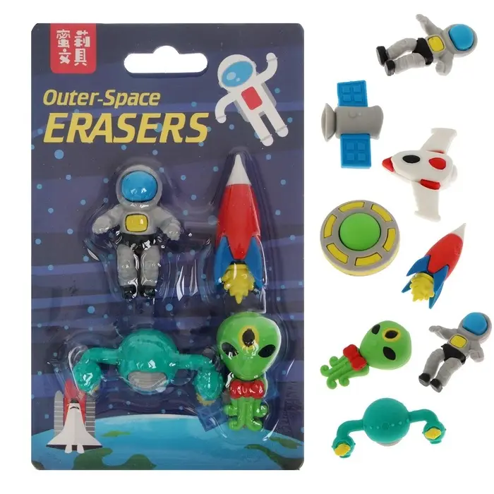 Набор ластиков фигурных 4 штуки &laquo;Космос&raquo;, МИКС