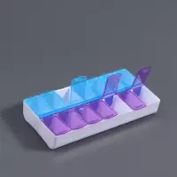 Органайзер для хранения мелочей, 14 ячеек, 14.5&times;7.3&times;2.5 см, голубой, фиолетовый