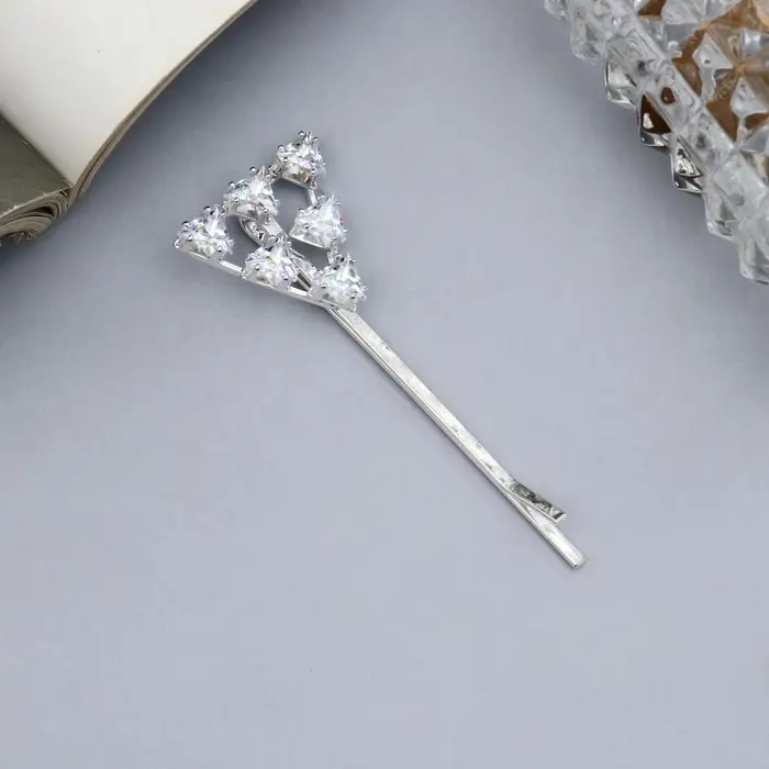 Невидимка для волос «Вивьен», геометрия, 5 см, серебро