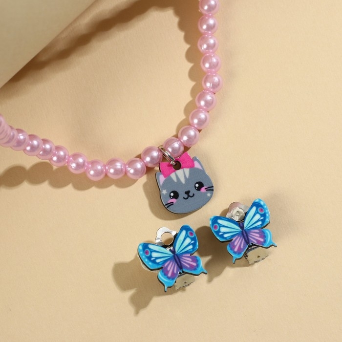 Набор бижутерии «Кусь» бусы и серьги клипсы Набор бижутерии «Кусь» бусы и серьги клипсы