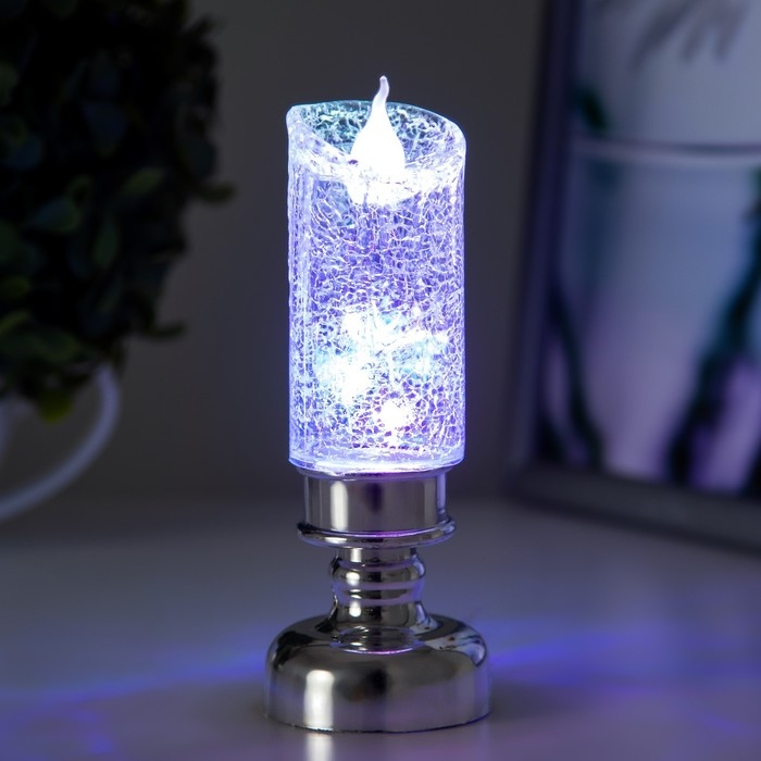 Ночник Ночник "Ледянна свеча" LED 1Вт от батареек 3хLR44 хром 4,5х4,5х12 см RISALUX