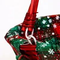 Корзина плетеная 32 х 32 х 14 см, ручка h=14 см красный НГ ткань