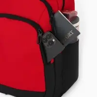 Рюкзак, 27*14*38,5 см, 2 отд 3н/карм, Комби, Водонепрон. дно, красный/черн