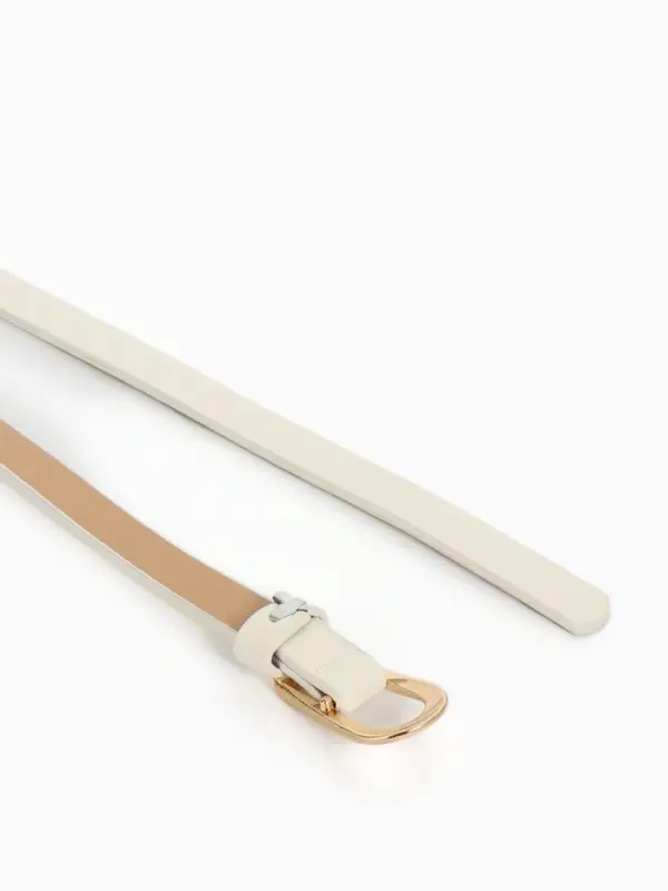 Ремень женский тонкий, 110&times;1.2 см, пряжка металл, золотистая, белый