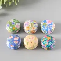 Шкатулка металл круглая "Полевые цветы" набор 12 шт 4х4х2 см