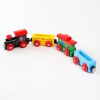 Паровоз магнитный деревянный, 3 вагона