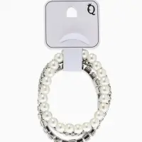 Браслет "Стиль" (набор 3шт) шар №8, со стразинками, тянется, цвет белый в серебре