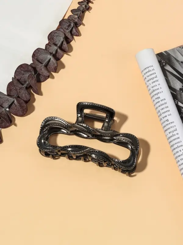 Крабик для волос «Луна», прямой, 9 см, чёрный