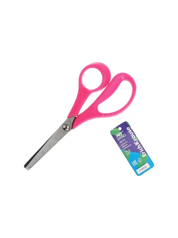 Ножницы детские 14 см, ErichKrause Joy Ergo, в стакане, с закруглёнными концами лезвий и линейкой, МИКС