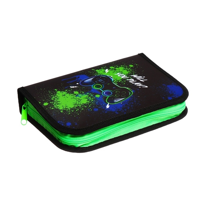 Пенал 1 секция 140 х 210 х 40 мм, откидной карман и косметичка, тканевый, Calligrata TOP Content Пенал 1 секция 140 х 210 х 40 мм, откидной карман и косметичка, тканевый, Calligrata TOP Content "Гейм"