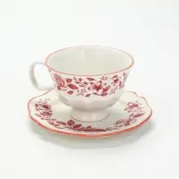 Чайная пара &laquo;Розовый сад&raquo;: кружка 280 мл, блюдце d=16 см, ручная работа