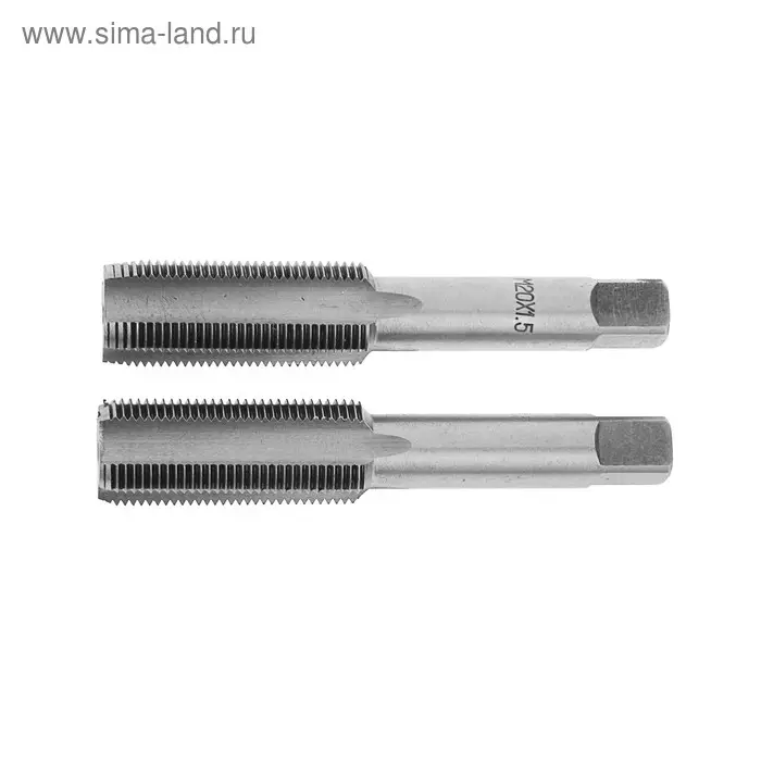 Метчики метрические ручные ТУНДРА, М20&times;1.5 мм, комплект из 2 шт.