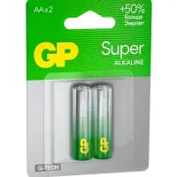 Батарейка алкалиновая GP Super, AA, LR6-2BL, 1.5 В, блистер, 2 шт.