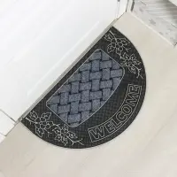 Коврик придверный Доляна &laquo;Welcome&raquo;, полукруглый, 45&times;75 см, серебряный