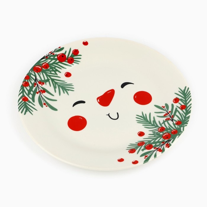 Новый год. Тарелка керамическая «Снеговик Зимка», 20 см Новый год. Тарелка керамическая «Снеговик Зимка», 20 см