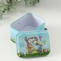 Шкатулка металл с ручкой "Крольчата с яичками" 6х10,5х8 см Шкатулка металл с ручкой "Крольчата с яичками" 6х10,5х8 см