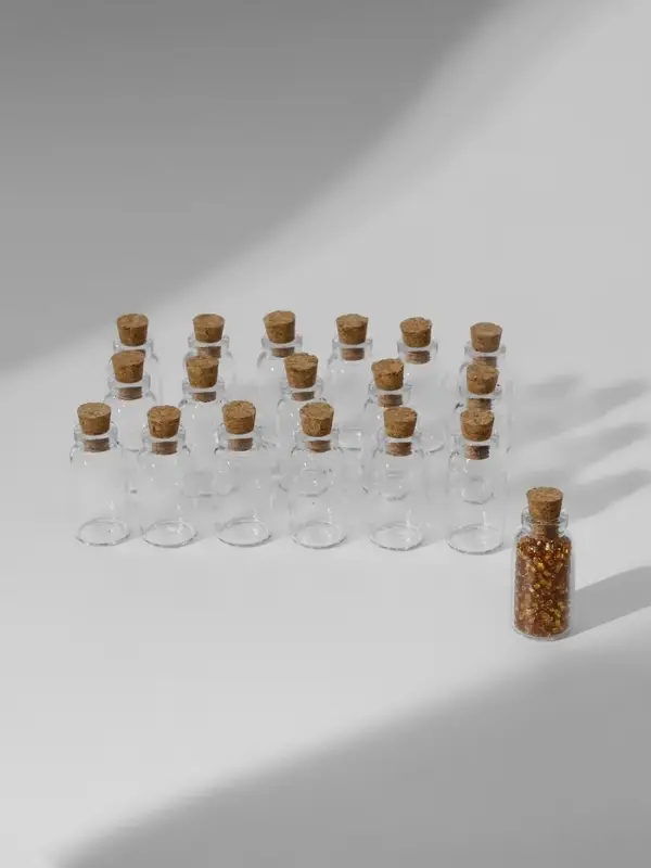 Набор баночек для хранения мелочей, d=1.5&times;3 см, 3 мл, 18 шт., в контейнере, 15&times;8&times;2 см