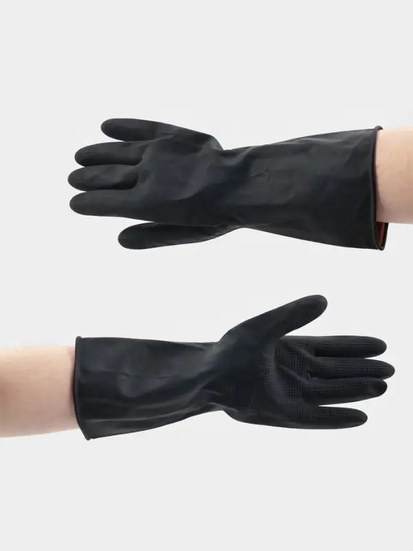 Перчатки хозяйственные плотные Доляна, размер L, резиновые, чёрные