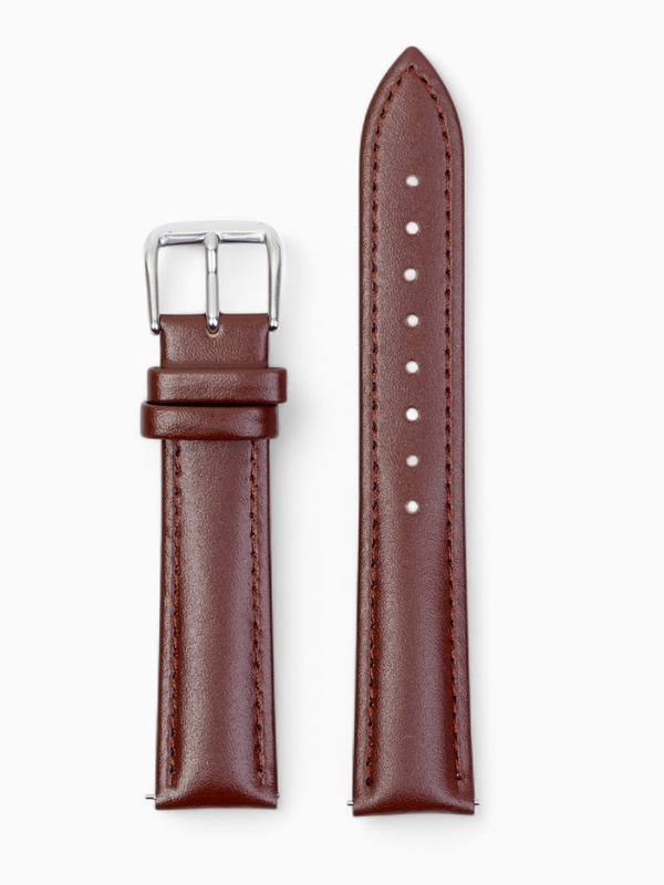 Ремешок для часов кожаный с быстросъемными шпильками, 18 мм,  l-20 см, коричневый