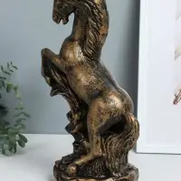 Фигура "Конь на дыбах" 21,5х15х36 см, чёрное золото