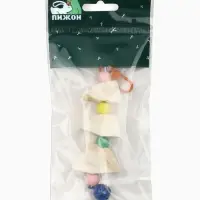 Игрушка для птиц с панцирем каракатицы и бусами, 9&times;3 см, цвет МИКС